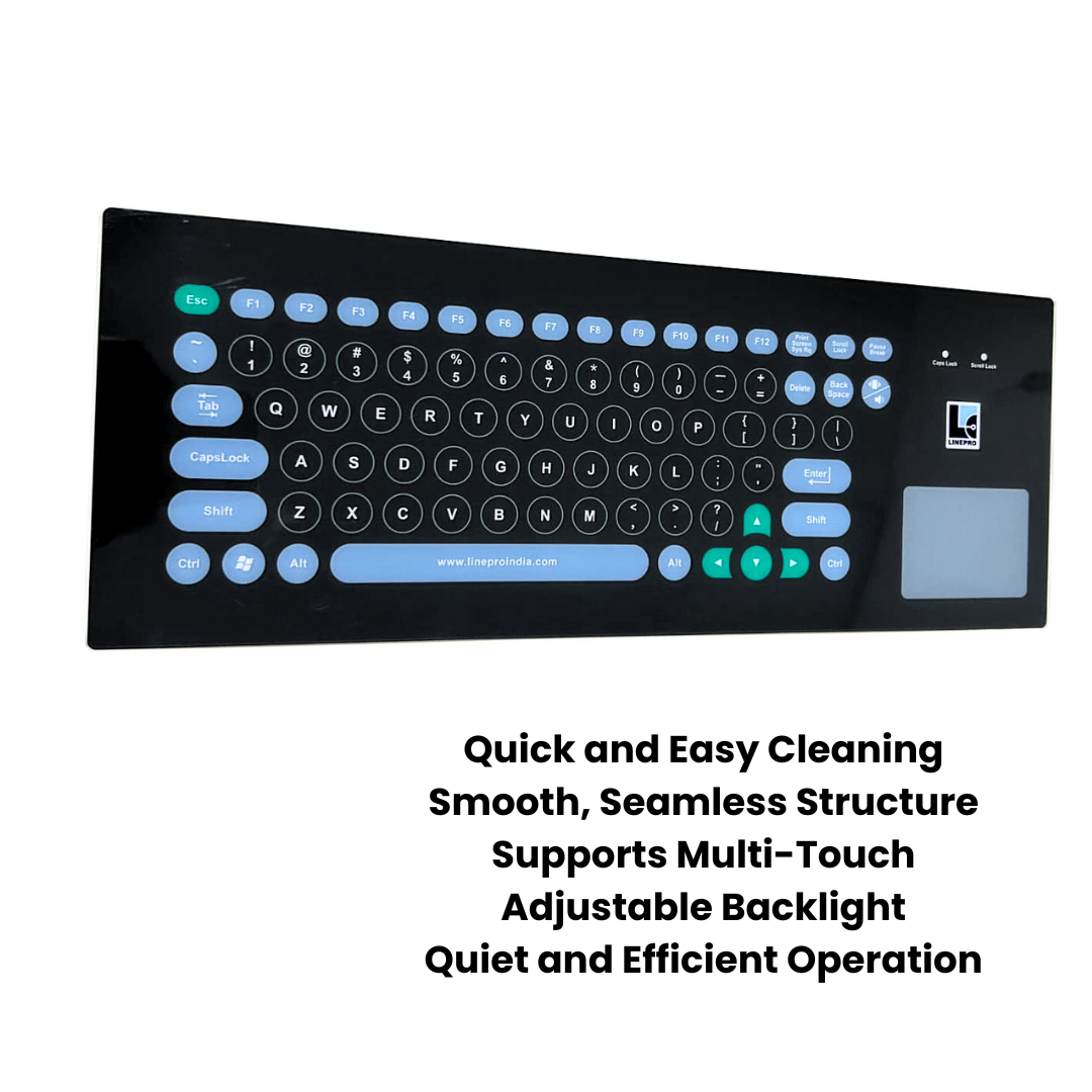Linepro CapacitiveTouch Keyboard | Spill Resistant | Flat & Glossy Surface | For PC Laptop | Backlight Illumination - Image 3