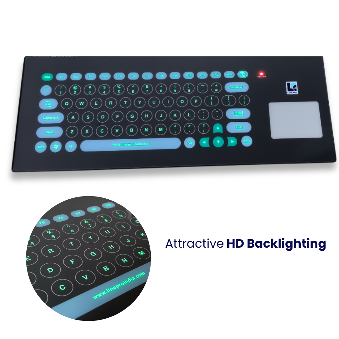 Linepro CapacitiveTouch Keyboard | Spill Resistant | Flat & Glossy Surface | For PC Laptop | Backlight Illumination - Image 4